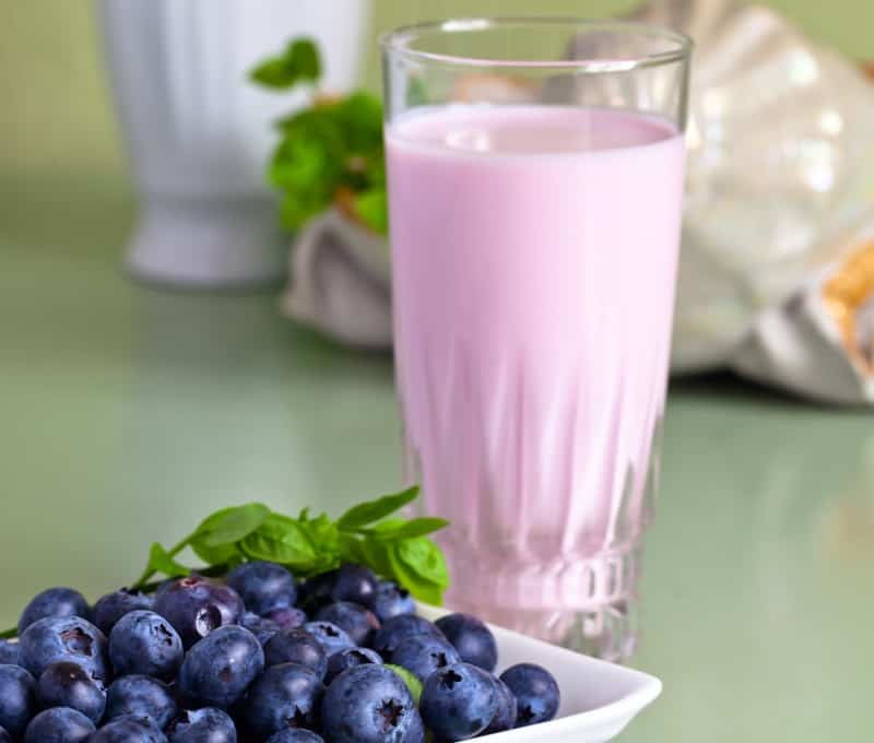 yogurt and blueberries on kitchen counter, yogurt with probiotics, good bacteria, healthy gut, lactobacillus, bifidobacterium